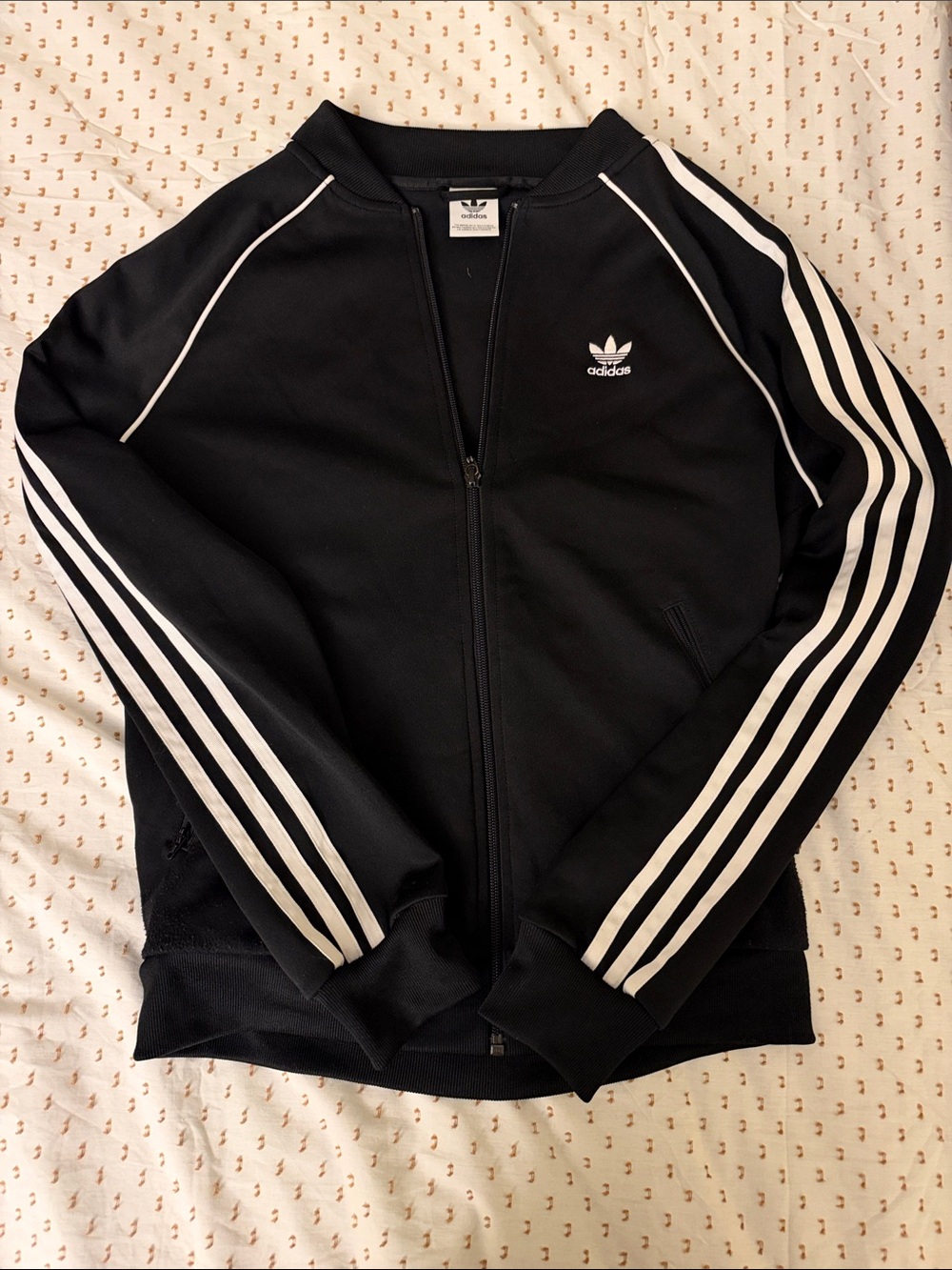 adidas Black Track Jacket with White Three-Stripes